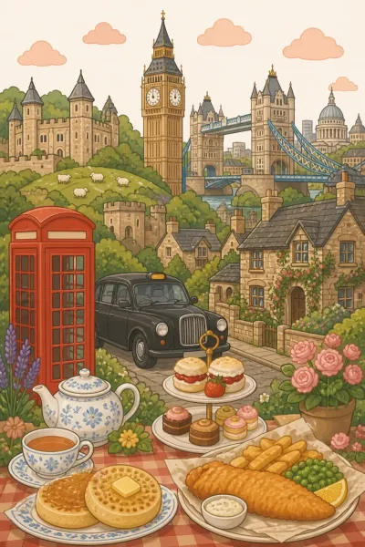 United Kingdom landmark postcard