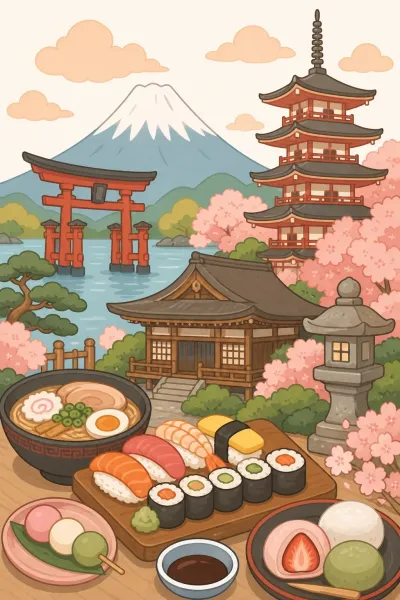 Japan landmark postcard