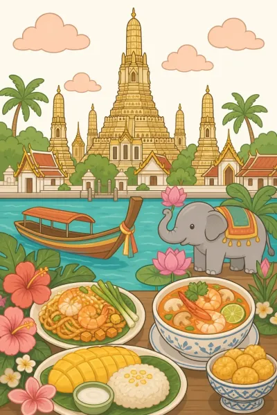 Thailand landmark postcard