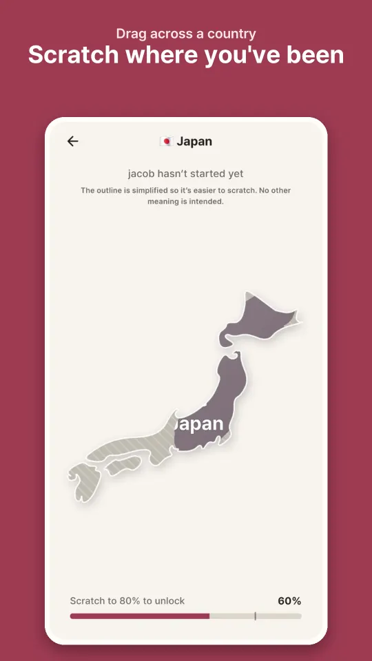 Scratching foil off a country on the map